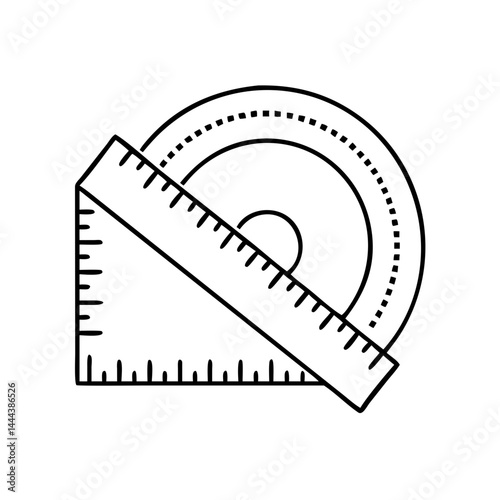 protractor icon, protractor line art - simple line art of protractor, perfect for protractor logos and icons