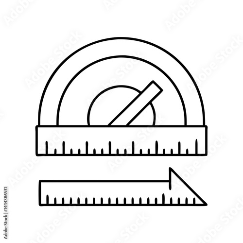protractor icon, protractor line art - simple line art of protractor, perfect for protractor logos and icons