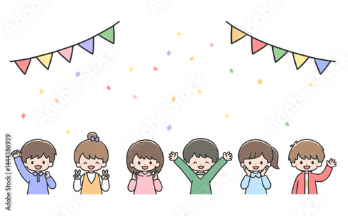 パーティをする笑顔の子どもたち