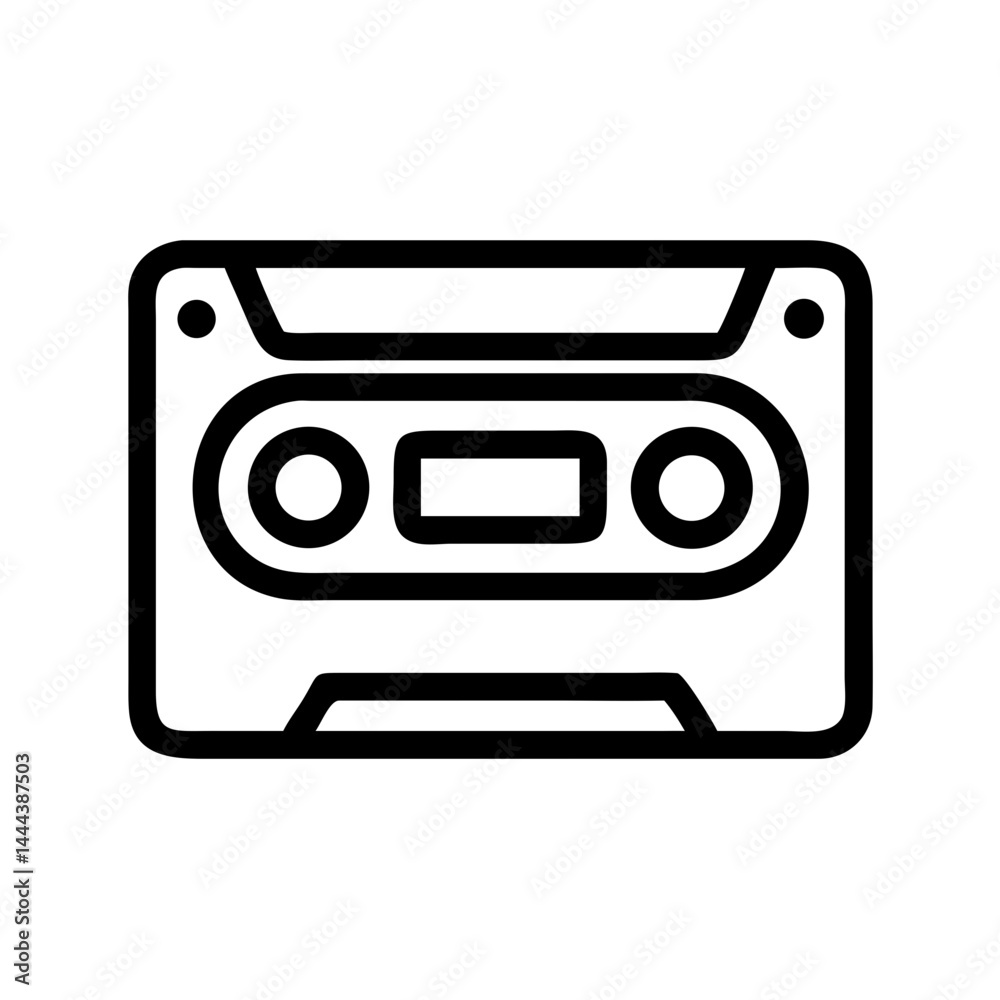 Obraz premium cassette black linear isolated vector illustration 