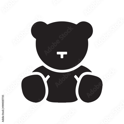 Teddy bear icon. Simple vector plushie bear toy illustration.