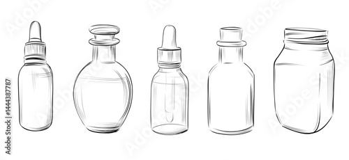 Small essential oil bottles set vector