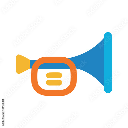 Colorful Trumpet Icon - Vector Illustration on Black