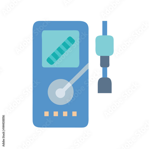 Blue multimeter icon with sensor on black background