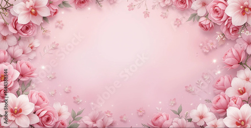 pink flowers frame