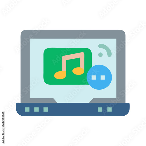 Laptop displaying music streaming service, creative design concept