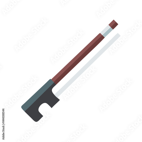 Illustration of a cello bow against a black backdrop
