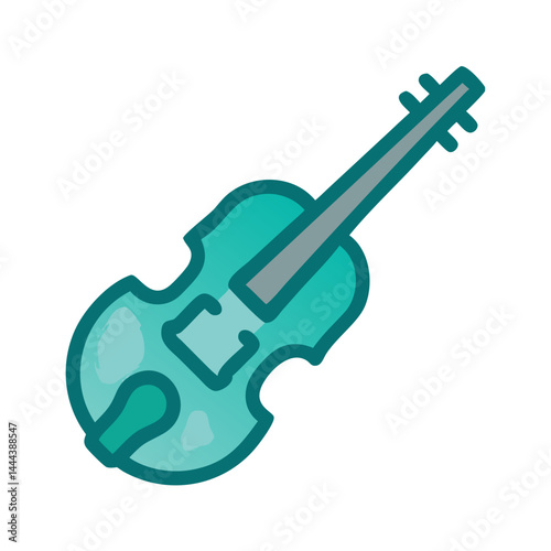 Cartoon violin vector illustration in turquoise with black background