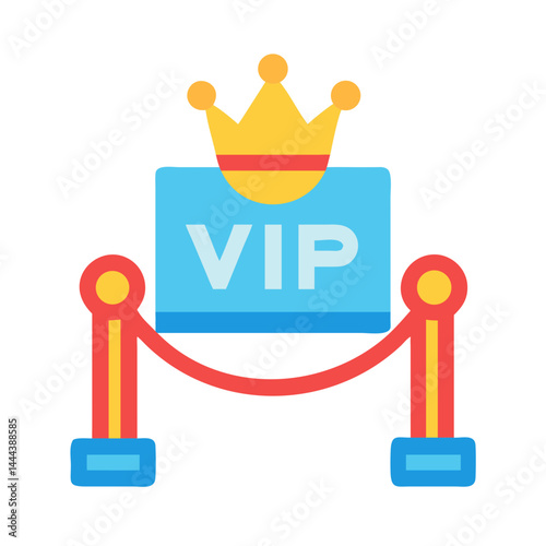 VIP Access with Crown, Red Rope, and Black Background