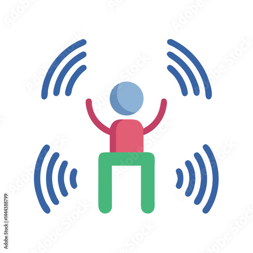 Digital Freedom: Person with wireless signal graphic illustration