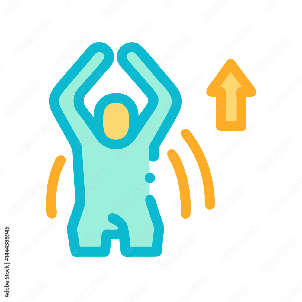 Obraz premium Active Stretching with Upward Arrow, Fitness and Health