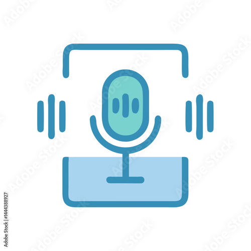 Podcast Recording Microphone Studio Icon with Headphones Style
