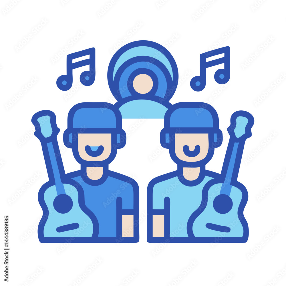Musical Duo with Guitars and Musical Notes Vector Musical Duo with Guitars and Musical Notes Vector