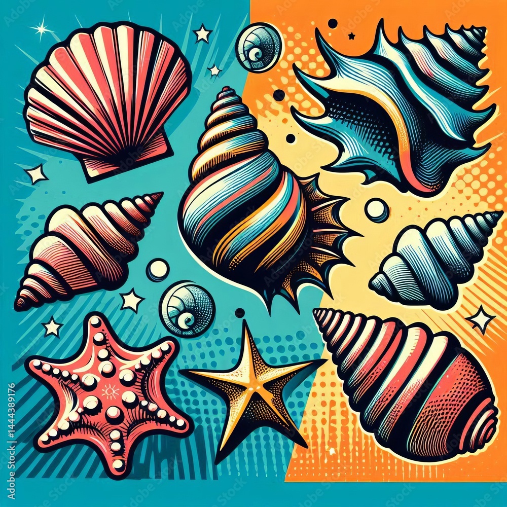 Shells Shells depicted with bold outlines Shells Shells depicted with bold outlines