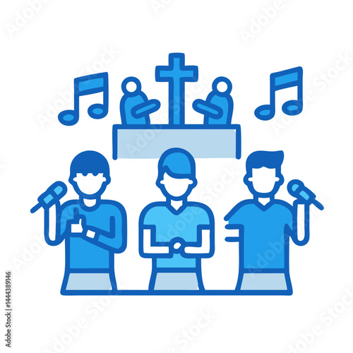 Choir and musicians sing at a church service