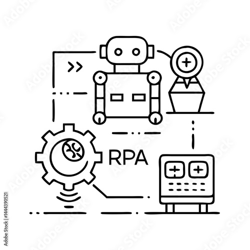 robotic process automation rpa icon, robotic process automation rpa line art - simple line art of robotic process automation rpa, perfect for robotic process automation rpa logos and icons