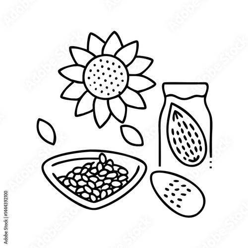 seeds sunflower or chia icon, seeds sunflower or chia line art - simple line art of seeds sunflower or chia, perfect for seeds sunflower or chia logos and icons