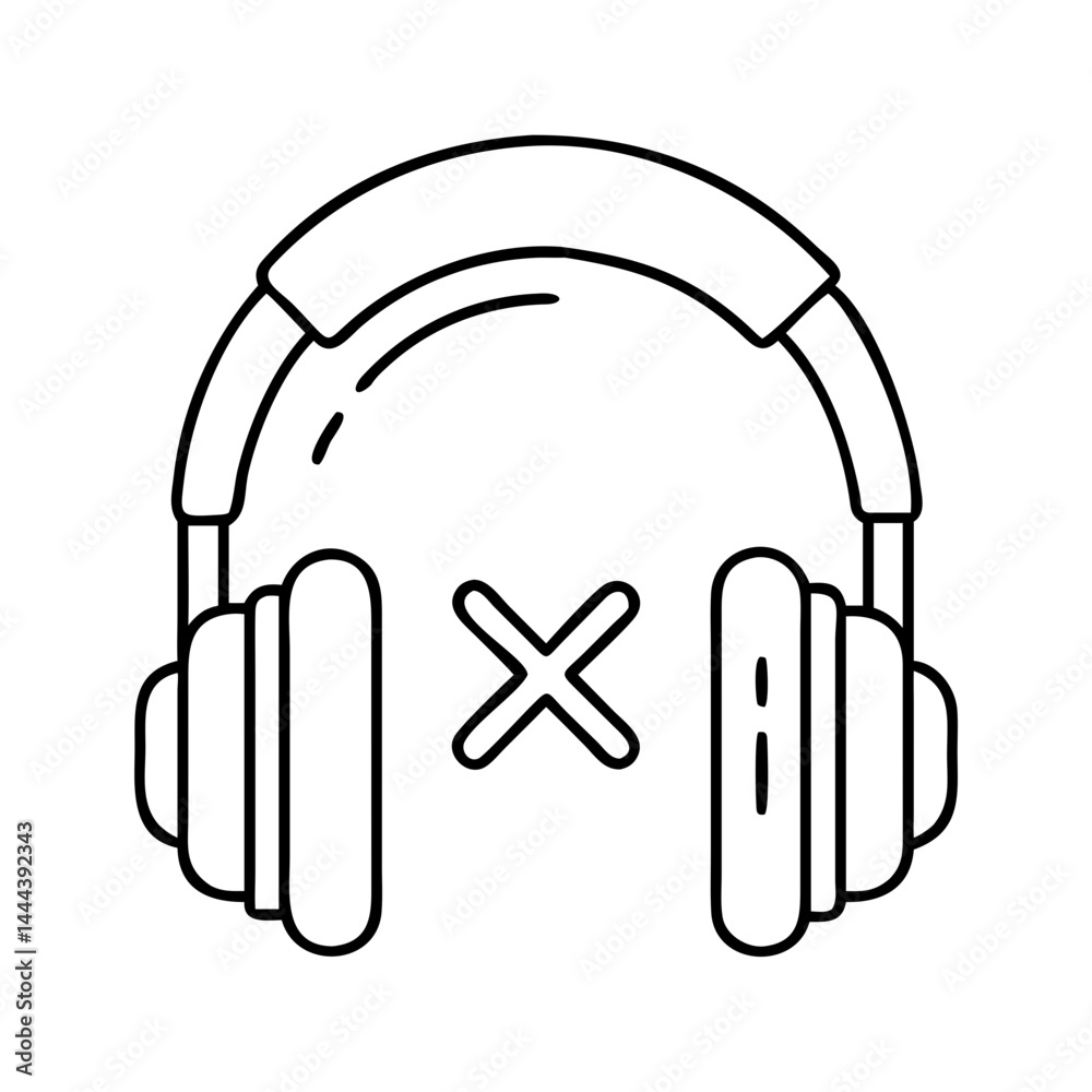 Fototapeta premium silent disco headphones icon, silent disco headphones line art - simple line art of silent disco headphones, perfect for silent disco headphones logos and icons
