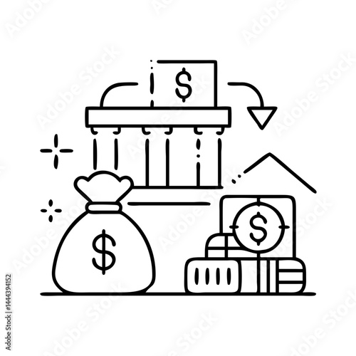 stimulus package icon, stimulus package line art - simple line art of stimulus package, perfect for stimulus package logos and icons
