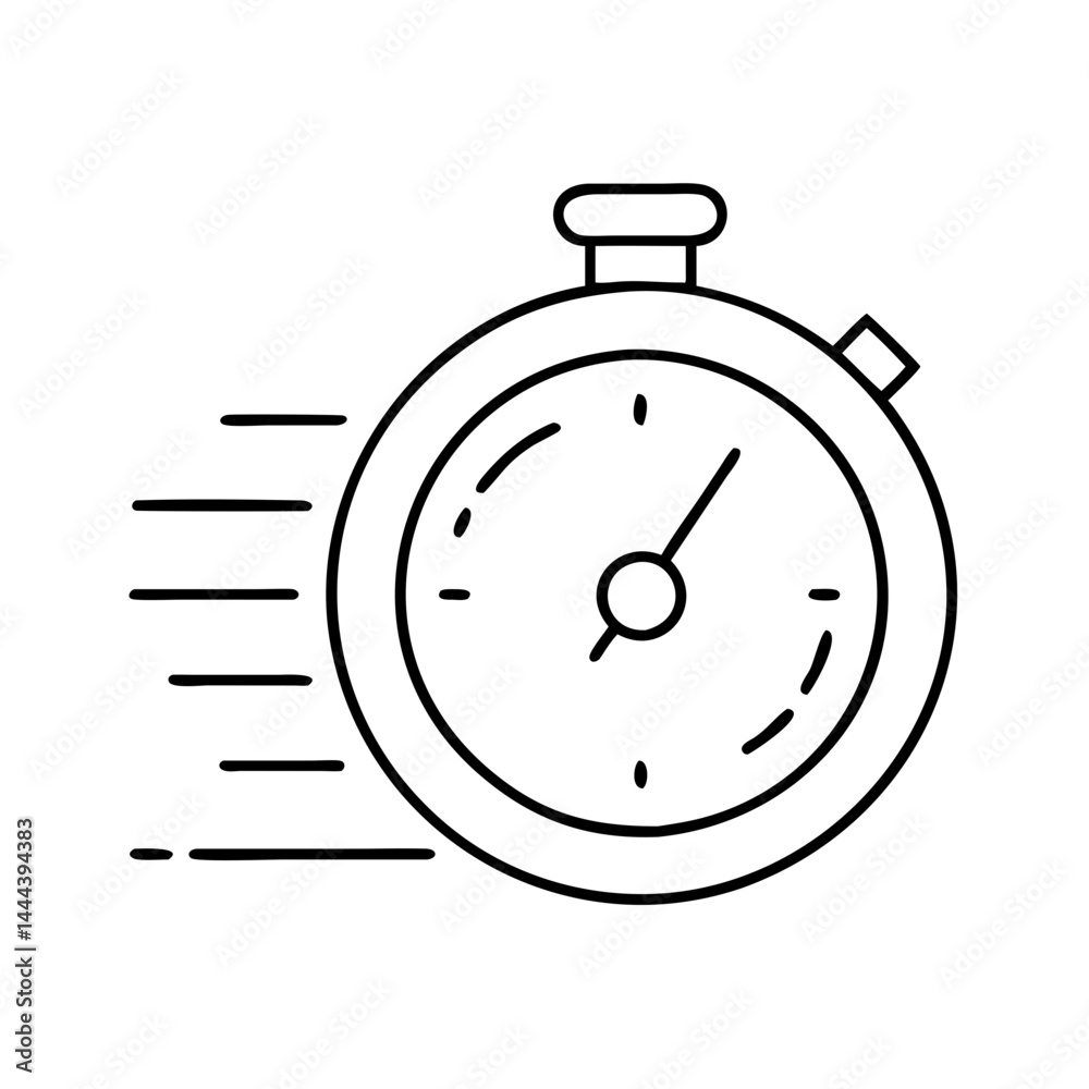 Obraz premium stopwatch with speed lines icon, stopwatch with speed lines line art - simple line art of stopwatch with speed lines, perfect for stopwatch with speed lines logos and icons