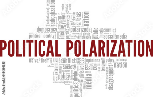 Political Polarization word cloud conceptual design isolated on white background.