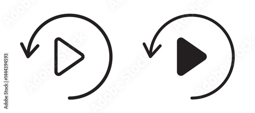 Playback icon In Flat and stroke Style Vector For App, UI, Websites. Black Vector Illustration.