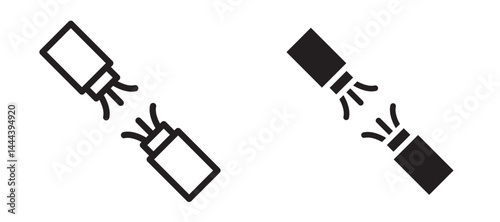Broken Wire Icon icon In Flat and stroke Style Vector For App, UI, Websites. Black Vector Illustration.