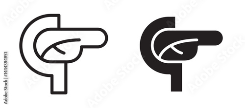 pancreas icon In Flat and stroke Style Vector For App, UI, Websites. Black Vector Illustration.