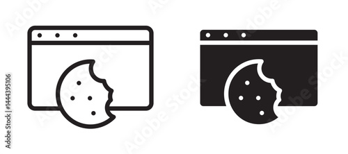 web Cookies icon In Flat and stroke Style Vector For App, UI, Websites. Black Vector Illustration.