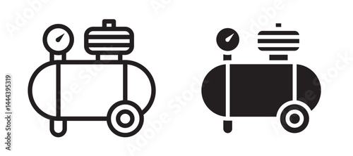 Air compressor icon In Flat and stroke Style Vector For App, UI, Websites. Black Vector Illustration.