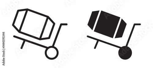 cement mixers icon In Flat and stroke Style Vector For App, UI, Websites. Black Vector Illustration.
