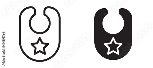 Baby bib icon In Flat and stroke Style Vector For App, UI, Websites. Black Vector Illustration.