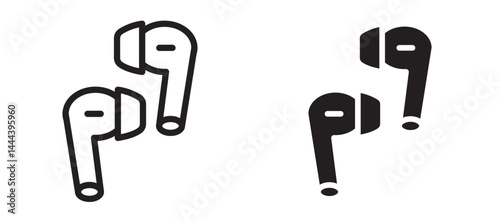 Air pods icon In Flat and stroke Style Vector For App, UI, Websites. Black Vector Illustration.