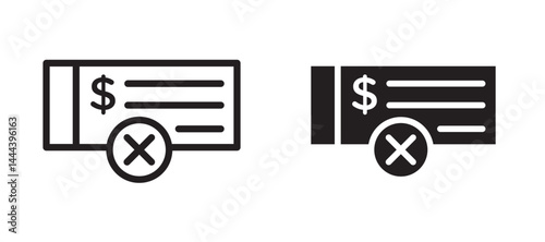 Bounced check icon In Flat and stroke Style Vector For App, UI, Websites. Black Vector Illustration.