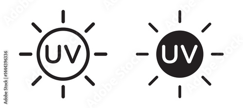 UV icon In Flat and stroke Style Vector For App, UI, Websites. Black Vector Illustration.