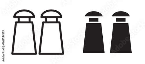 Salt and pepper shakers icon In Flat and stroke Style Vector For App, UI, Websites. Black Vector Illustration.
