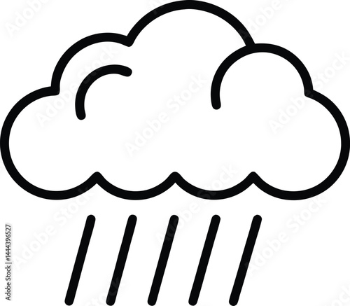 Minimalist line drawing of rain falling from clouds showing a peaceful natural scene great for nature illustrations weather graphics or calming home wall art