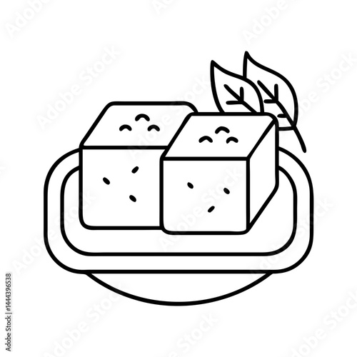 tofu icon, tofu line art - simple line art of tofu, perfect for tofu logos and icons