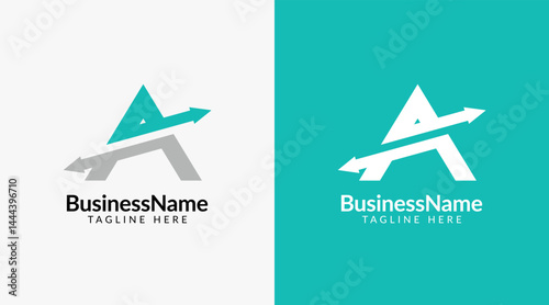 Modern logo mark with letter a and arrow icon bar candlestick for trading, investment, finance, statistic, accounting or marketing business