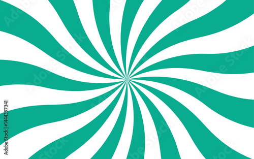 Abstract hypnotic radial spiral pattern and visual illusion of motion and depth. Dynamic sense of energy, reminiscent of retro posters or optical art. Sunburst background with pattern beam rays. 