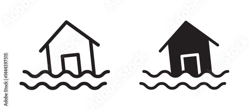 Flood icon In Flat and stroke Style Vector For App, UI, Websites. Black Vector Illustration.