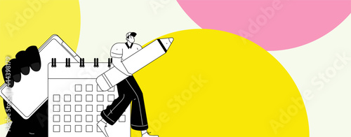 Check-in character flat vector concept operation hand-drawn illustration
