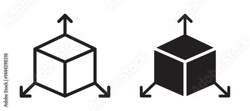 3D modeling icon In Flat and stroke Style Vector For App, UI, Websites. Black Vector Illustration.
