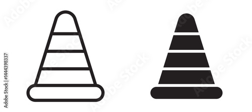 Road cone icon In Flat and stroke Style Vector For App, UI, Websites. Black Vector Illustration.