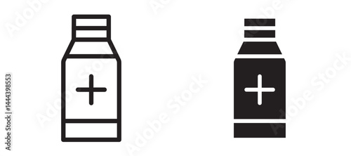 Syrup medicine bottle icon In Flat and stroke Style Vector For App, UI, Websites. Black Vector Illustration.