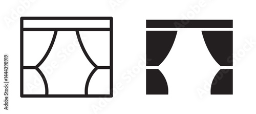 Curtains icon In Flat and stroke Style Vector For App, UI, Websites. Black Vector Illustration.