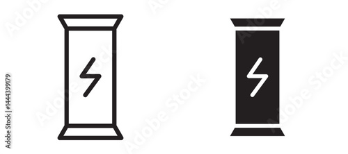 Energy bar icon In Flat and stroke Style Vector For App, UI, Websites. Black Vector Illustration.