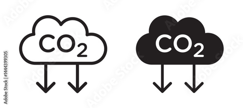Low carbon dioxide icon In Flat and stroke Style Vector For App, UI, Websites. Black Vector Illustration.