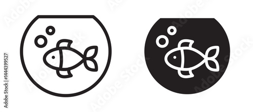 Fish bowl icon In Flat and stroke Style Vector For App, UI, Websites. Black Vector Illustration.