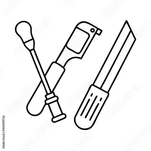 woodworking tools icon, woodworking tools line art - simple line art of woodworking tools, perfect for woodworking tools logos and icons
